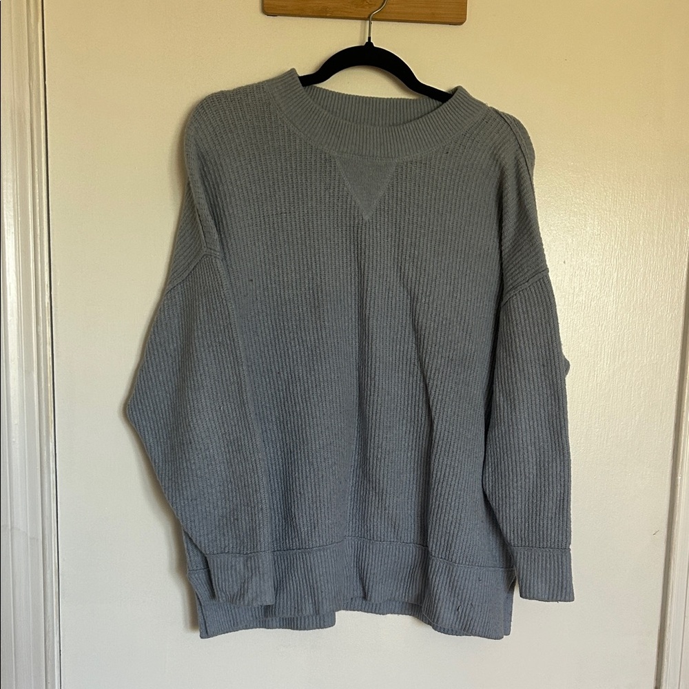 Women’s Ribbed Crewneck Sweater - Light blue
